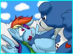 Size: 1280x953 | Tagged: semi-grimdark, artist:virus-20, derpibooru import, rainbow dash, pegasus, pony, abuse, black eye, care bears, crossover, crying, dashabuse, female, fight, grumpy bear, lolwut, mare, tears of pain, wat