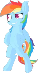 Size: 1650x3120 | Tagged: safe, artist:coinpo, derpibooru import, rainbow dash, pegasus, pony, bipedal, female, mare, quizzical, simple background, smiling, solo, standing, transparent background