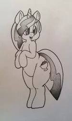 Size: 770x1280 | Tagged: safe, artist:zacharyisaacs, derpibooru import, oc, oc:hot fudge, unofficial characters only, pony, chubby, cute, happy, large butt, solo