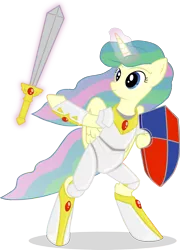 Size: 1788x2487 | Tagged: safe, artist:capt-nemo, artist:wasd999, derpibooru import, oc, unofficial characters only, pony, armor, bipedal, magic, shield, solo, sword, weapon