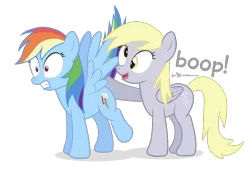 Size: 800x540 | Tagged: safe, artist:dm29, derpibooru import, derpy hooves, rainbow dash, pegasus, pony, boop, butt boop, butt touch, duo, female, hoof on butt, mare, shocked, simple background, transparent background