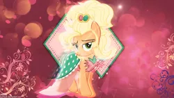 Size: 1920x1080 | Tagged: alternate hairstyle, applejack, applejewel, artist:illumnious, artist:the-aziz, bubble, clothes, derpibooru import, dress, lens flare, safe, vector, wallpaper