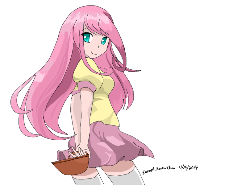 Size: 829x648 | Tagged: safe, artist:eeveepikachuchan, derpibooru import, fluttershy, human, humanized, solo