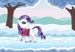 Size: 1010x697 | Tagged: artist:dannylim86, clothes, derpibooru import, rarity, safe, snow, solo, winter