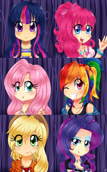 Size: 1573x2522 | Tagged: applejack, artist:lucy-tan, derpibooru import, fluttershy, human, humane six, humanized, mane six, pinkie pie, rainbow dash, rarity, safe, twilight sparkle