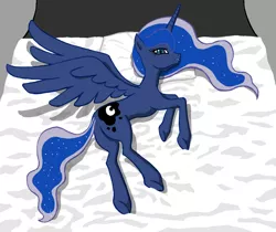 Size: 1017x853 | Tagged: artist:dannylim86, bed, derpibooru import, lying, plot, princess luna, safe, side, solo