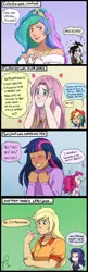 Size: 614x1884 | Tagged: safe, artist:hazurasinner, derpibooru import, applejack, discord, fluttershy, pinkie pie, princess celestia, rainbow dash, rarity, twilight sparkle, human, blushing, crying, dislestia, female, flutterdash, humanized, lesbian, magical lesbian spawn, male, mane six, offspring, pregnancy test, pregnant, rarijack, shipping, straight, twinkie