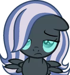 Size: 400x424 | Tagged: artist:archerinblue, derpibooru import, frown, magical lesbian spawn, oc, oc:nightdrop, offspring, parent:oc:nyx, parent:oc:snowdrop, parents:oc x oc, parents:snownyx, safe, simple background, solo, transparent background, unamused, unofficial characters only