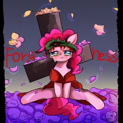 Size: 900x900 | Tagged: artist:marihico, blood, christianity, cross, crown of thorns, crucifix, crucifixion, crying, derpibooru import, jesus christ, pinkie pie, pony jesus, religious focus, religious headcanon, safe, solo