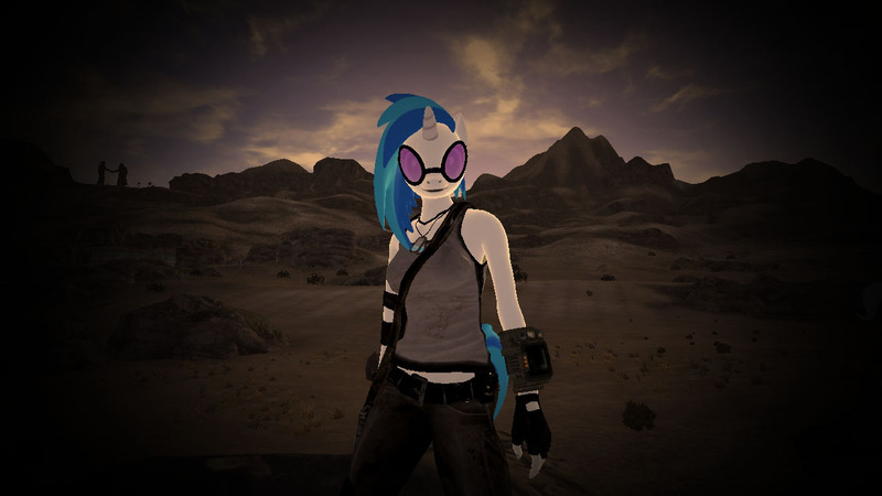 Size: 1280x720 | Tagged: safe, derpibooru import, vinyl scratch, anthro, 3d, fallout: new vegas, solo