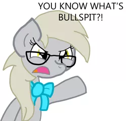 Size: 970x930 | Tagged: safe, artist:mmdfantage, derpibooru import, derpy hooves, pegasus, pony, angry video game nerd, bow, bullshit man, cinemassacre, discorded, female, glasses, mare, parody, vulgar