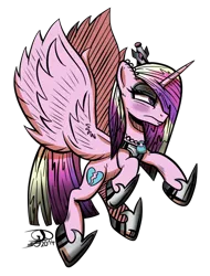 Size: 548x720 | Tagged: alternate universe, artist:gray--day, comic:of kings and changelings, derpibooru import, evil cadance, female, hoof shoes, i can't believe it's not idw, mare, preview, princess cadance, safe, simple background, solo, spread wings, transparent background, vector