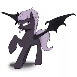 Size: 5000x5000 | Tagged: safe, artist:slouping, derpibooru import, oc, oc:nashyra, unofficial characters only, bat pony, changeling, pony, absurd resolution, female, purple changeling, smiling, solo, tongue out