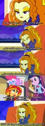 Size: 537x1500 | Tagged: safe, derpibooru import, edit, adagio dazzle, pinkie pie, sunset shimmer, twilight sparkle, twilight sparkle (alicorn), equestria girls, rainbow rocks, boots, bracelet, clothes, daniel bryan, edge, high heel boots, jewelry, kane, screencap comic, skirt, wwe