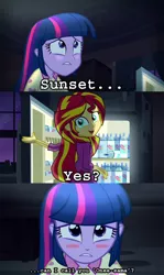 Size: 508x850 | Tagged: safe, derpibooru import, edit, screencap, sunset shimmer, twilight sparkle, twilight sparkle (alicorn), equestria girls, rainbow rocks, gratuitous japanese, japanese, onee-sama, screencap comic