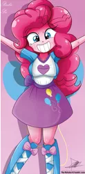 Size: 649x1321 | Tagged: safe, alternate version, artist:the-butch-x, derpibooru import, part of a set, pinkie pie, equestria girls, :d, beautiful, beautiful x, breasts, cute, cutie mark, cutie mark on equestria girl, diapinkes, explicit source, female, grin, smiling, solo