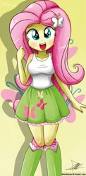 Size: 645x1321 | Tagged: safe, alternate version, artist:the-butch-x, derpibooru import, part of a set, fluttershy, equestria girls, armpits, beautiful, beautiful x, breasts, clothes, cute, cutie mark, cutie mark on equestria girl, explicit source, female, nail polish, shyabetes, skirt, solo, tanktop