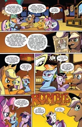 Size: 900x1384 | Tagged: safe, artist:andypriceart, derpibooru import, idw, applejack, fluttershy, pinkie pie, rainbow dash, rarity, sheriff tumbleweed, twilight sparkle, twilight sparkle (alicorn), alicorn, goat, pony, spoiler:comic, spoiler:comic25, andy you magnificent bastard, comic, female, idw advertisement, male, mane six, mare, official comic, preview, sheriff, speech bubble, stallion, star (coat marking)