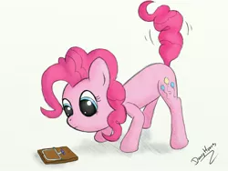 Size: 2268x1701 | Tagged: artist:dennyhooves, candy, derpibooru import, mousetrap, pinkie pie, safe, solo, tail wag