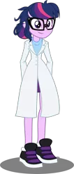 Size: 1021x2399 | Tagged: safe, artist:xebck, derpibooru import, edit, sci-twi, twilight sparkle, equestria girls, rainbow rocks, adorkable, clothes, cute, dork, lab coat, science, scientist, short skirt long jacket, simple background, solo, transparent background, twiabetes, vector