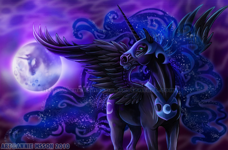 Size: 1100x725 | Tagged: artist:anniemsson, derpibooru import, hoers, mare in the moon, moon, nightmare moon, realistic, safe, watermark