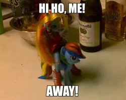 Size: 1000x797 | Tagged: safe, derpibooru import, rainbow dash, equestria girls, doll, funko, human ponidox, humans riding ponies, image macro, irl, meme, photo, riding, the lone ranger, toy