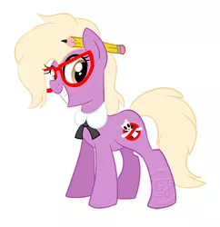 Size: 484x500 | Tagged: safe, artist:animatedvisions, derpibooru import, grace manewitz, earth pony, pony, ghostbusters, glasses, janine melnitz, pencil, solo