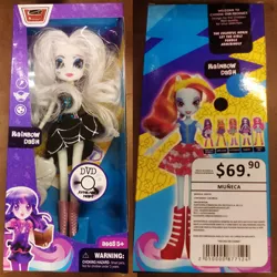 Size: 3072x3072 | Tagged: safe, derpibooru import, applejack, fluttershy, pinkie pie, rainbow dash, rarity, twilight sparkle, equestria girls, bootleg, box art, doll, fail, made in china, spanish, stolen art, toy