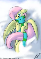 Size: 1024x1459 | Tagged: artist:diction, clothes, derpibooru import, fluttershy, safe, scarf, solo