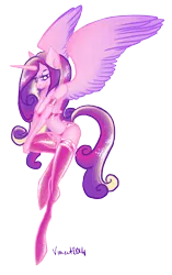 Size: 850x1350 | Tagged: alicorn, anthro, artist:vautaryt, bra, breasts, cleavage, clothes, crop top bra, derpibooru import, female, frilly underwear, latex, lingerie, panties, pink underwear, pinup, princess cadance, sexy, solo, solo female, stockings, suggestive, underwear