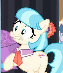 Size: 903x1045 | Tagged: safe, derpibooru import, screencap, coco pommel, rarity takes manehattan, scared, solo, startled