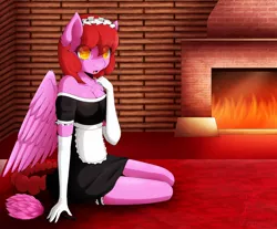 Size: 982x814 | Tagged: anthro, anthro oc, artist:eloise-chan, clothes, derpibooru import, evening gloves, maid, oc, oc:sweetcake, pegasus, safe, solo, unofficial characters only