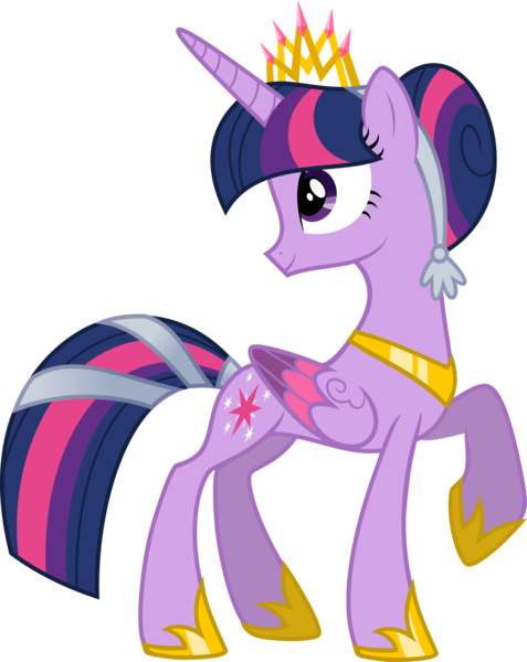 Size: 8051x10117 | Tagged: safe, artist:decprincess, derpibooru import, twilight sparkle, twilight sparkle (alicorn), alicorn, pony, absurd resolution, colored wings, crown, female, hair up, hoof shoes, jewelry, mare, multicolored wings, older, peytral, raised hoof, regalia, simple background, solo, tiara, transparent background, ultimate twilight, vector