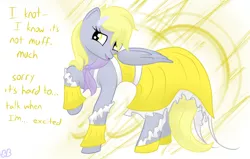 Size: 1100x700 | Tagged: safe, artist:bb, derpibooru import, derpy hooves, pegasus, pony, clothes, dress, female, mare, solo, stuttering