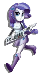 Size: 829x1465 | Tagged: safe, artist:solarsourced, derpibooru import, rarity, equestria girls, rainbow rocks, keytar, musical instrument, simple background, solo, transparent background