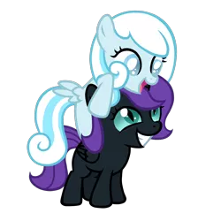 Size: 2000x2000 | Tagged: artist:posey-11, cute, derpibooru import, nyxabetes, oc, oc:nyx, oc:snowdrop, ponies riding ponies, safe, snowbetes, snownyx, unofficial characters only