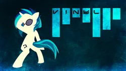 Size: 1920x1080 | Tagged: safe, artist:emby-spark, artist:luminosityxvii, artist:maocha, derpibooru import, vinyl scratch, pony, unicorn, bipedal, cutie mark, female, hooves, horn, mare, solo, sunglasses, text, upright, vector, wallpaper