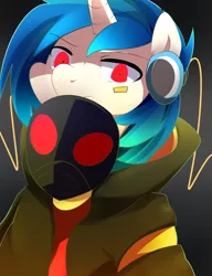 Size: 1000x1300 | Tagged: safe, artist:sion-ara, derpibooru import, vinyl scratch, crossover, headphones, kagerou project, mekakucity actors, mouth hold, solo, takane enomoto