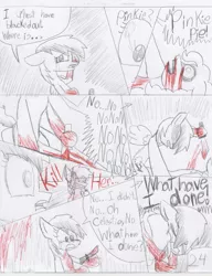 Size: 845x1098 | Tagged: artist:banditmax201, blood, comic, comic:rocket to insanity (banditmax201), crying, death, derpibooru import, fanfic, fanfic art, fanfic:rocket to insanity, flashback, grimdark, knife, realization, voices