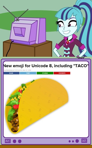 Size: 564x900 | Tagged: safe, derpibooru import, sonata dusk, equestria girls, exploitable meme, meme, obligatory pony, sonataco, taco, tv meme, unicode