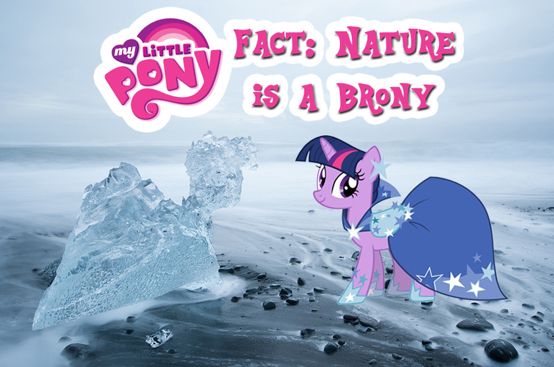 Size: 885x586 | Tagged: author:flyget, clothes, derpibooru import, dress, gala dress, iceland, ice pony, my little pony logo, nature, nature is a brony, photo, safe, twilight sparkle