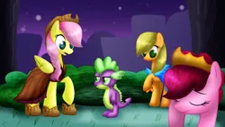 Size: 1024x576 | Tagged: applejack, artist:lupiarts, derpibooru import, fluttershy, pinkie pie, safe, spike