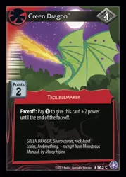 Size: 372x520 | Tagged: card, ccg, derpibooru import, dragon, enterplay, fire, fire breath, green dragon, mlp trading card game, reginald, safe, spread wings, wings