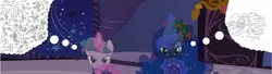 Size: 1710x467 | Tagged: safe, derpibooru import, princess luna, twilight sparkle, twilight sparkle (alicorn), alicorn, pony, calculating, captain falcon, falcon punch, female, mare, super smash bros., thought bubble, youtube link