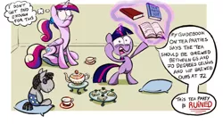 Size: 800x444 | Tagged: artist:nukilik, comic, derpibooru import, filly, princess cadance, safe, sandwich, smarty pants, tea, teacup, tea party, teapot, twilight sparkle