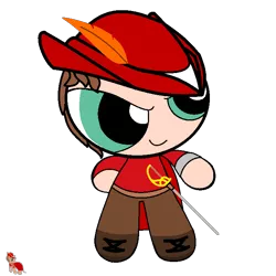 Size: 700x700 | Tagged: artist:peternators, artist:redmagepony, derpibooru import, oc, oc:heroic armour, powerpuffified, rapier, red mage, safe, sword, the powerpuff girls, unofficial characters only