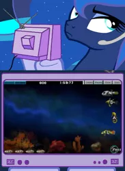 Size: 563x769 | Tagged: after dark games, derpibooru import, exploitable meme, fish schtick, gamer luna, meme, obligatory pony, princess luna, safe, tv meme