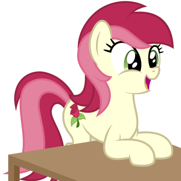 Size: 5000x5000 | Tagged: safe, artist:djdavid98, artist:hawk9mm, artist:mahaugher, derpibooru import, roseluck, pony, .ai available, .svg available, absurd resolution, cute, excited, happy, open mouth, simple background, solo, table, transparent background, vector