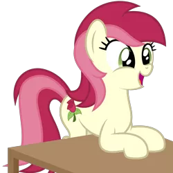Size: 5000x5000 | Tagged: safe, artist:djdavid98, artist:hawk9mm, artist:mahaugher, derpibooru import, roseluck, pony, .ai available, .svg available, absurd resolution, cute, excited, happy, open mouth, simple background, solo, table, transparent background, vector