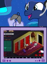 Size: 563x769 | Tagged: after dark games, derpibooru import, exploitable meme, gamer luna, meme, obligatory pony, princess luna, safe, toaster run, tv meme